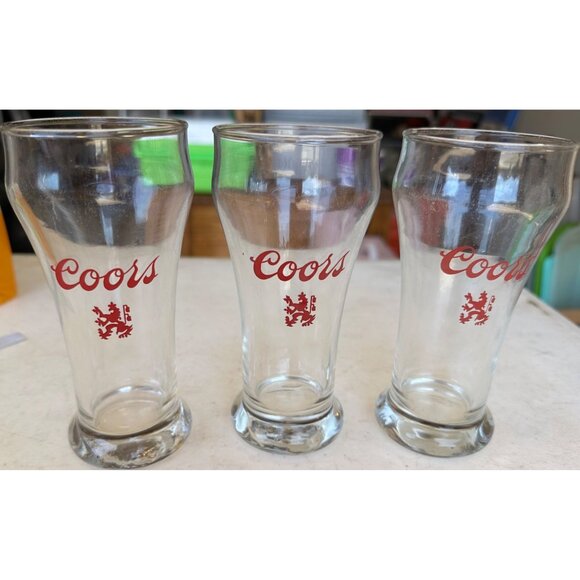 3-pc. Coors 10 oz. Collectible Beer Drinking Glasses Clear w/Red Letters 5.5"H - Picture 3 of 8